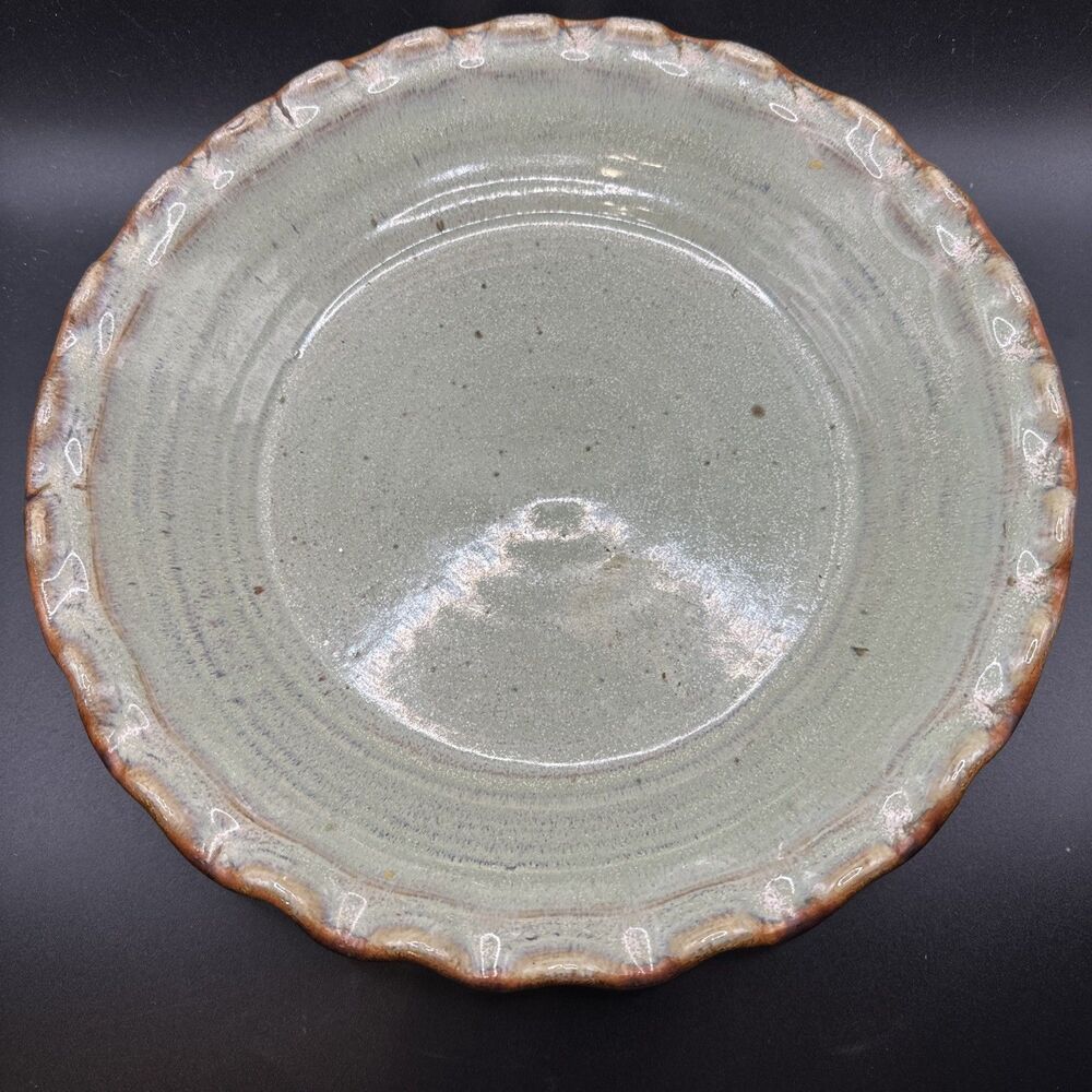 Sunset Canyon Studio Art Pottery Fluted Edge Bowl Earthtones Hand Thrown 11" Dia